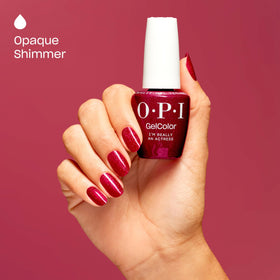 OPI GelColor I'm Really an Actress cool red shimmer on nails