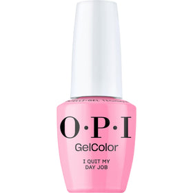 OPI GelColor I Quit My Day Job bright pink crème nail polish front view