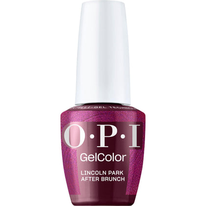 OPI GelColor Lincoln Park After Brunch dark maroon nail polish front view