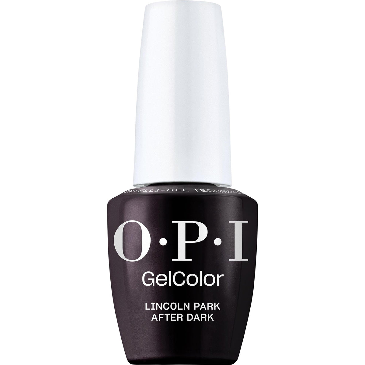 OPI GelColor Lincoln Park After Dark dark purple nail polish bottle front view