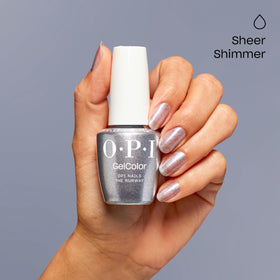 OPI GelColor Opaque Silver Shimmer under LED lamp