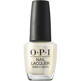 OPI Gliterally Shimmer Nail Lacquer front view with soft gold glitter