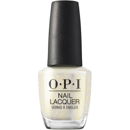 OPI Gliterally Shimmer Nail Lacquer front view with soft gold glitter