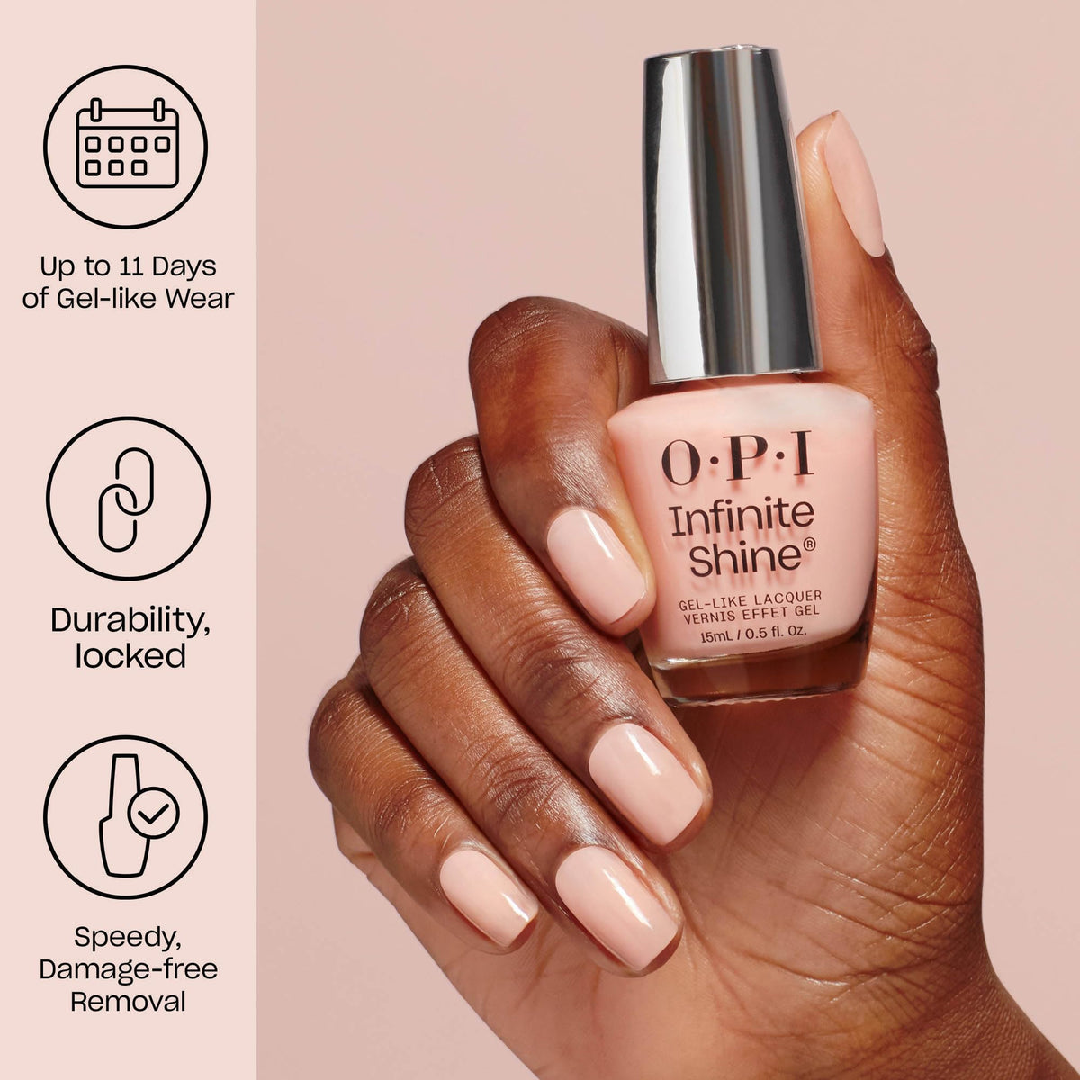 OPI Infiniste Shine Nail Polish Reign or Shine applied on nails