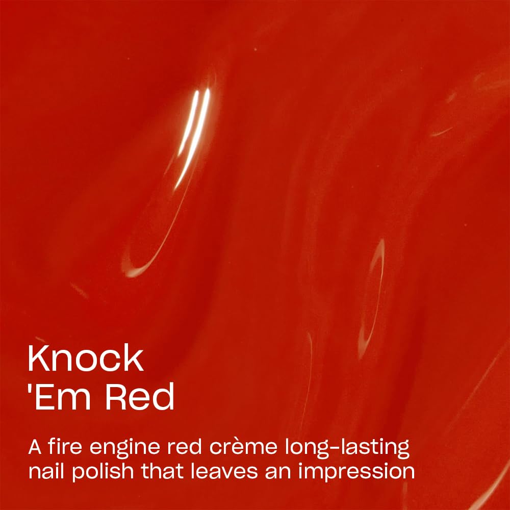 OPI Infinite Shine Nail Polish Knock 'Em Red swatch on nail