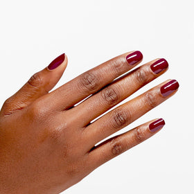 OPI Infinite Shine Nail Polish Malaga Wine with base and top coat