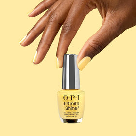 OPI Infinite Shine Nail Polish Slay Hello to Yellow swatch on nails