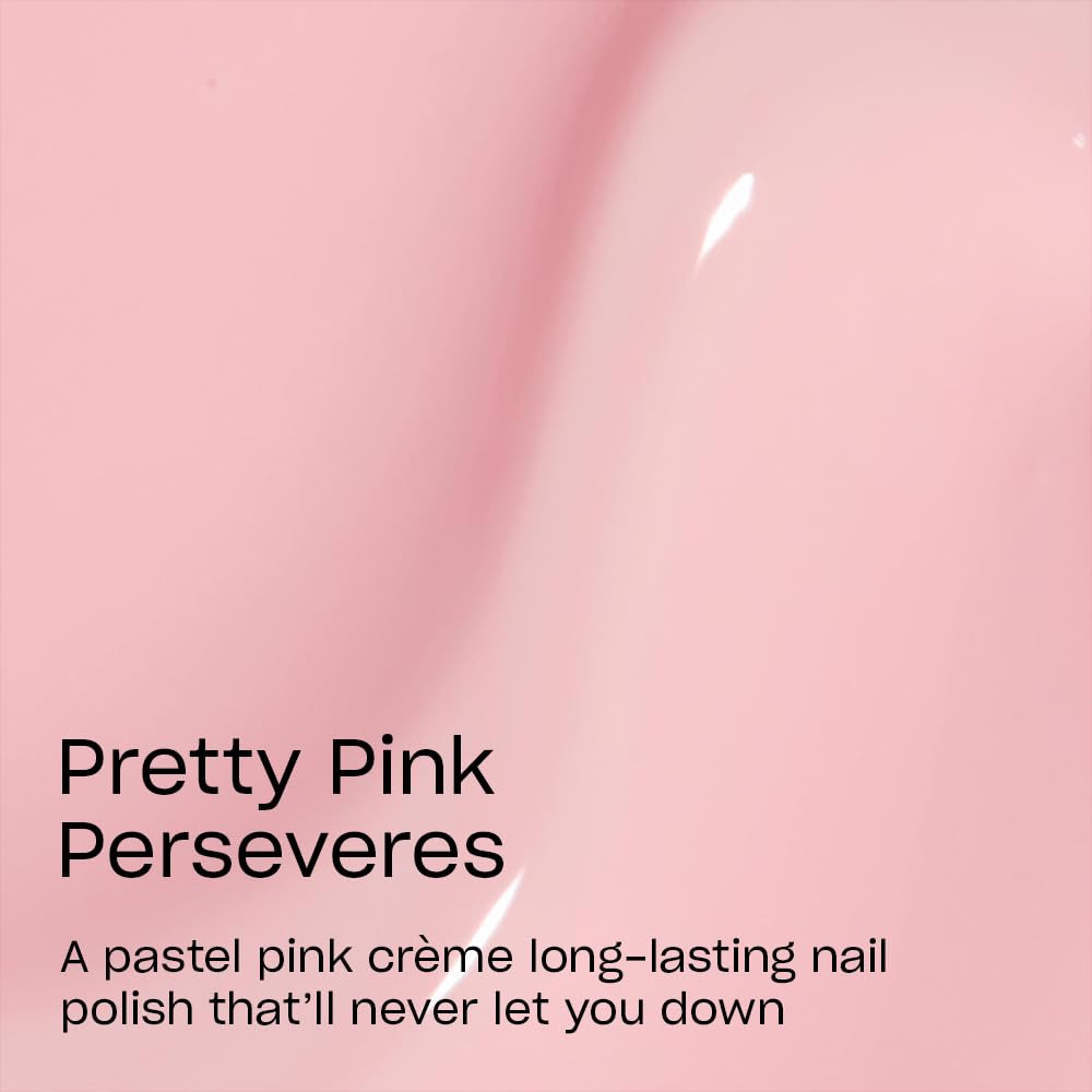 OPI Infinite Shine Pretty Pink Perseveres Nail Polish on a manicure table
