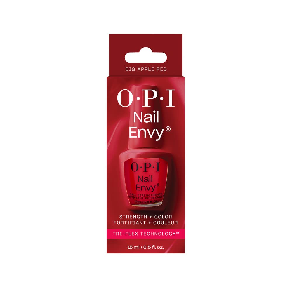 OPI Nail Envy Strengthener Big Apple Red with nail care accessories