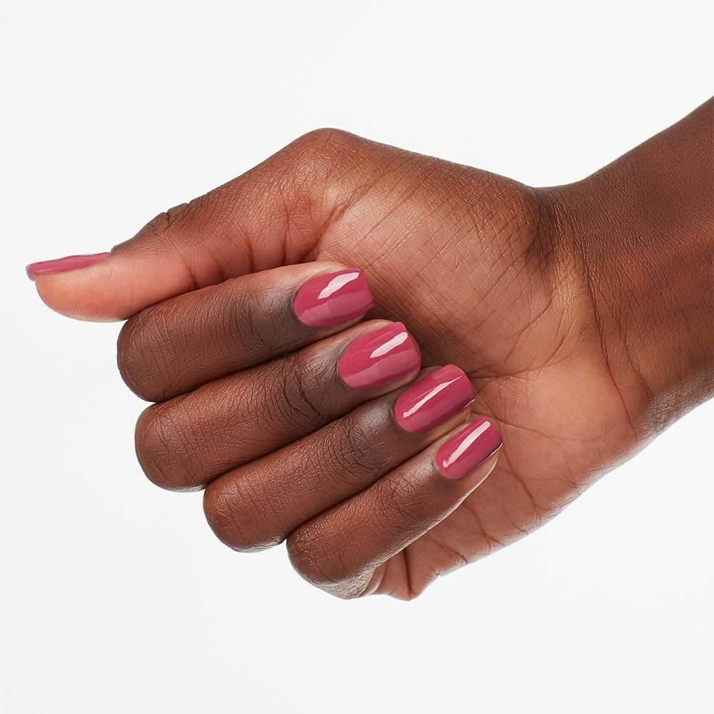 OPI Nail Lacquer Aurora Berry-alis dark pink polish with packaging