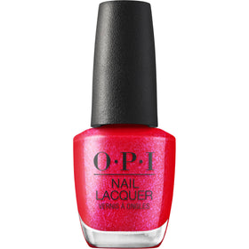 OPI Nail Lacquer Big Apple Energy front view with shimmery red finish