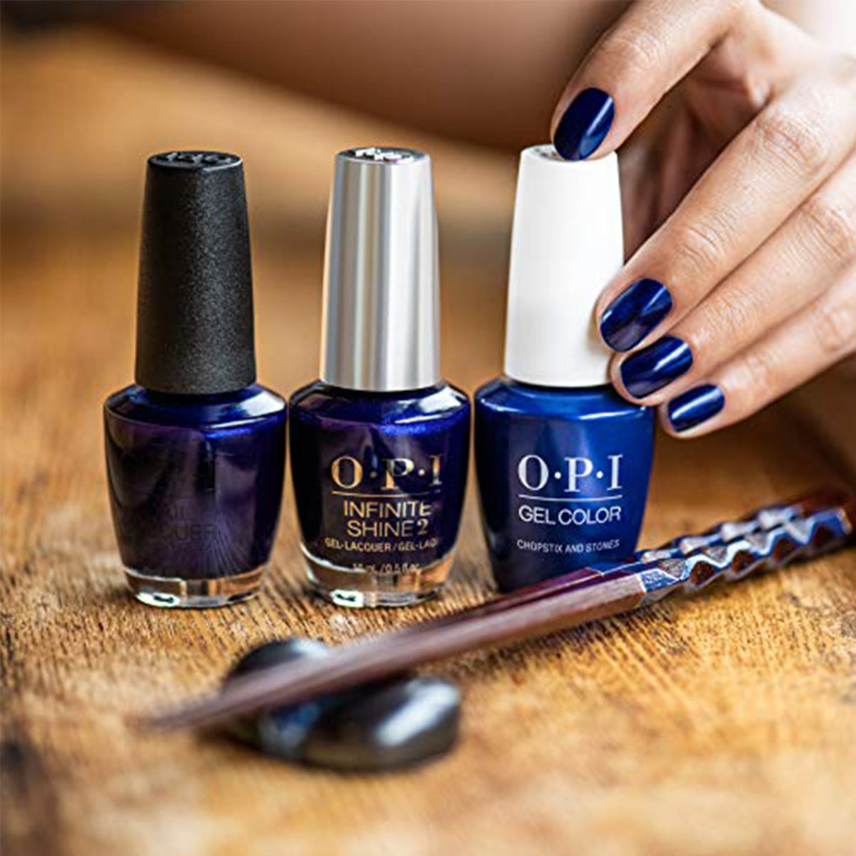 OPI Nail Lacquer Chopstix and Stones in a nail art setup
