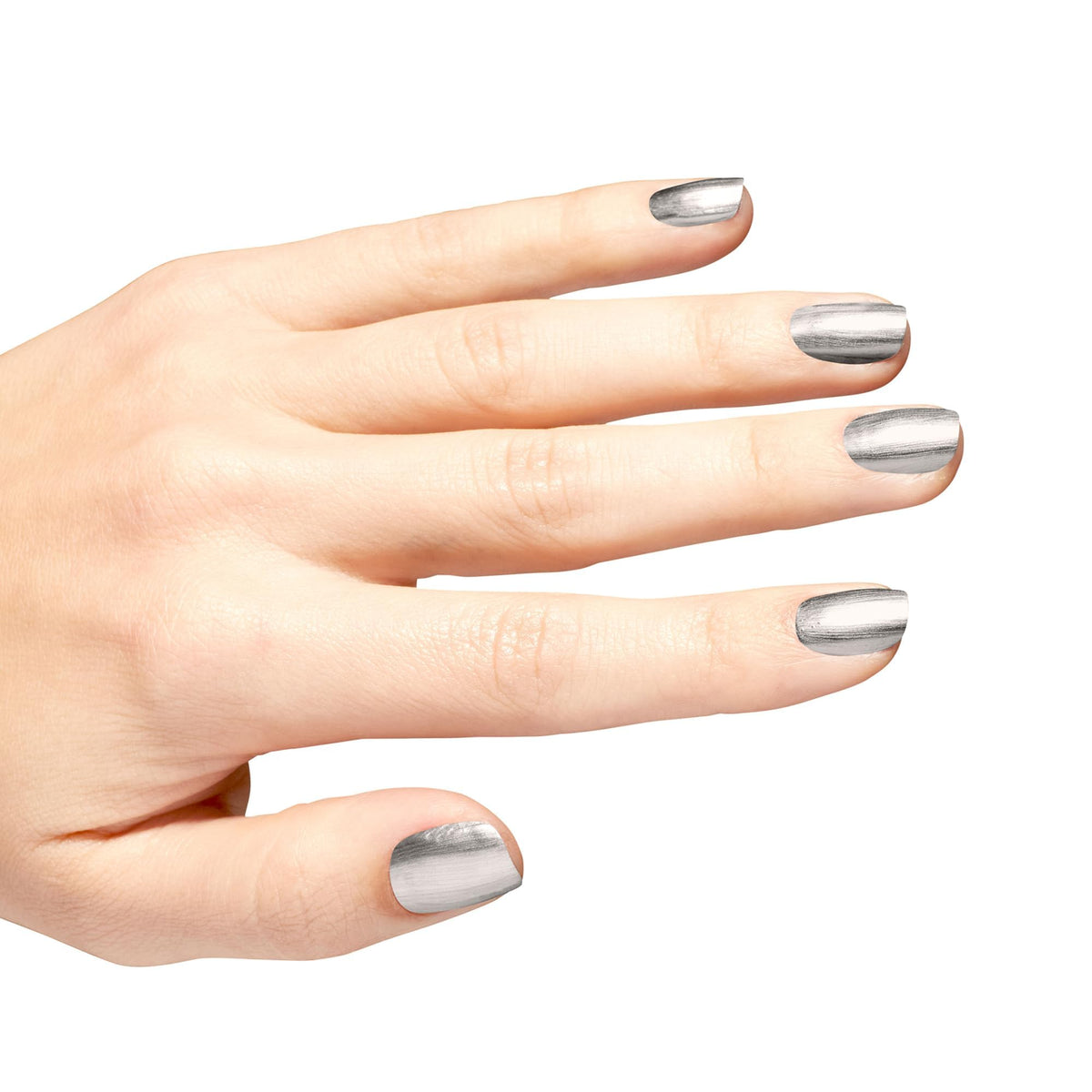 OPI Nail Lacquer Chrome Clawz on nails with shiny appearance