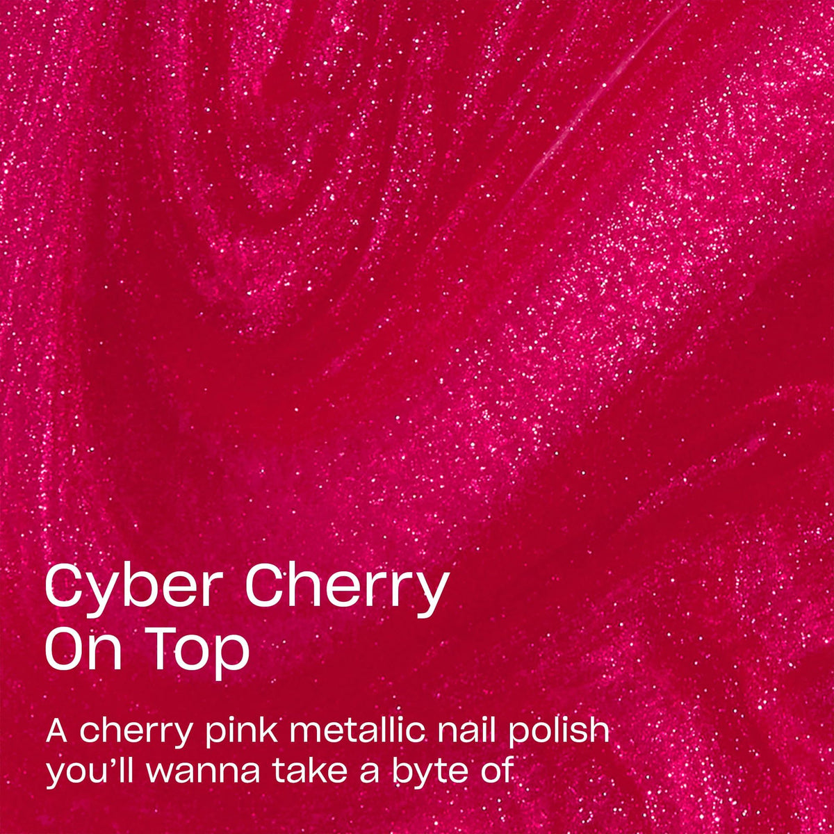 OPI Nail Lacquer Cyber Cherry on Top bright pink metallic brush close-up