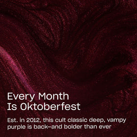 OPI Nail Lacquer Every Month is Oktoberfest dark purple shimmer brush close-up