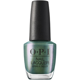 OPI Nail Lacquer Feelin’ Capricorn-y dark green shimmer nail polish front view
