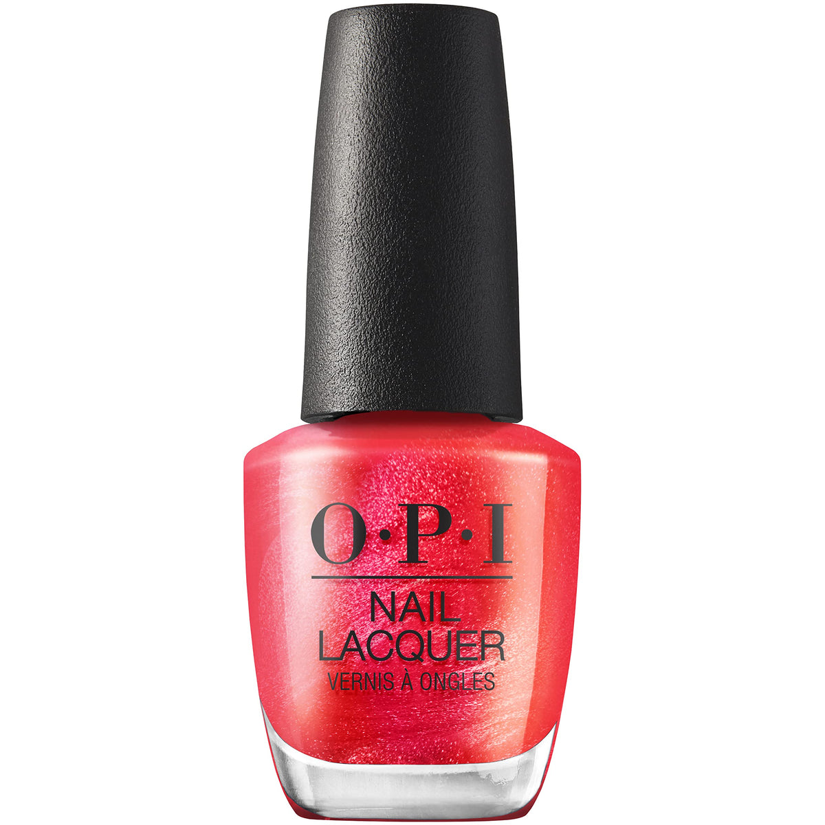 OPI Nail Lacquer Heart and Con-soul bright red shimmer nail polish front view