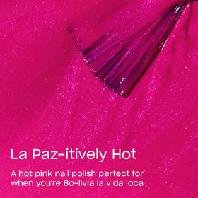 OPI Nail Lacquer La Paz-itively Hot bright pink pearl polish brush close-up