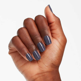OPI Nail Lacquer Less is Norse dark blue polish brush close-up