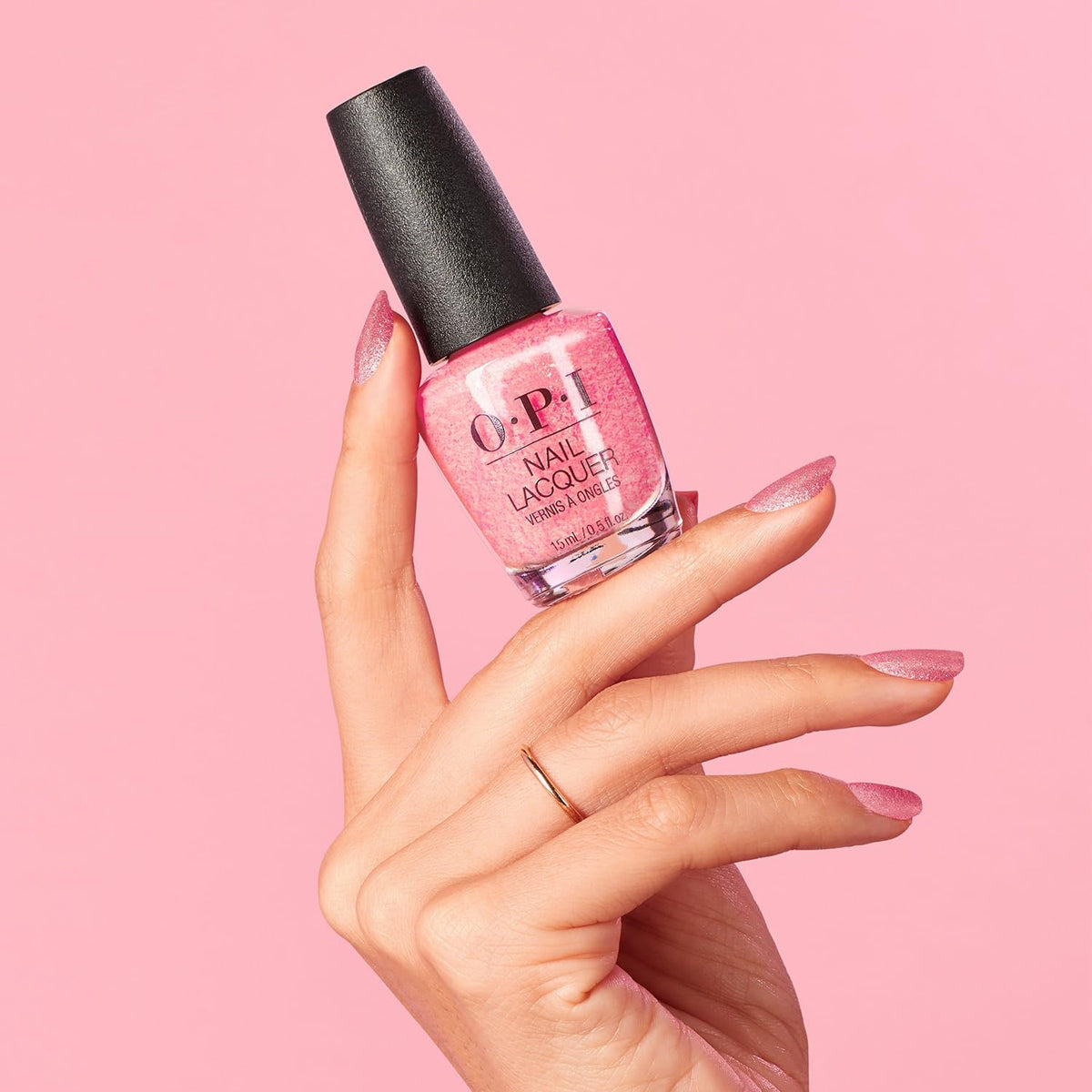 OPI Nail Lacquer Pixel Dust applied on nails showing high-shine finish