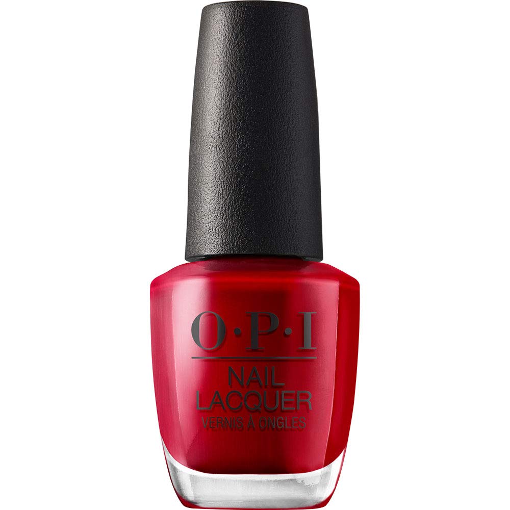 OPI Nail Lacquer Red Hot Rio front view with bright red polish