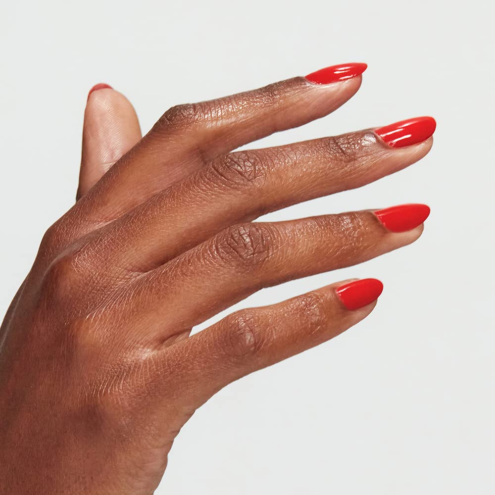 OPI Nail Lacquer Rust & Relaxation red nail polish brush close-up