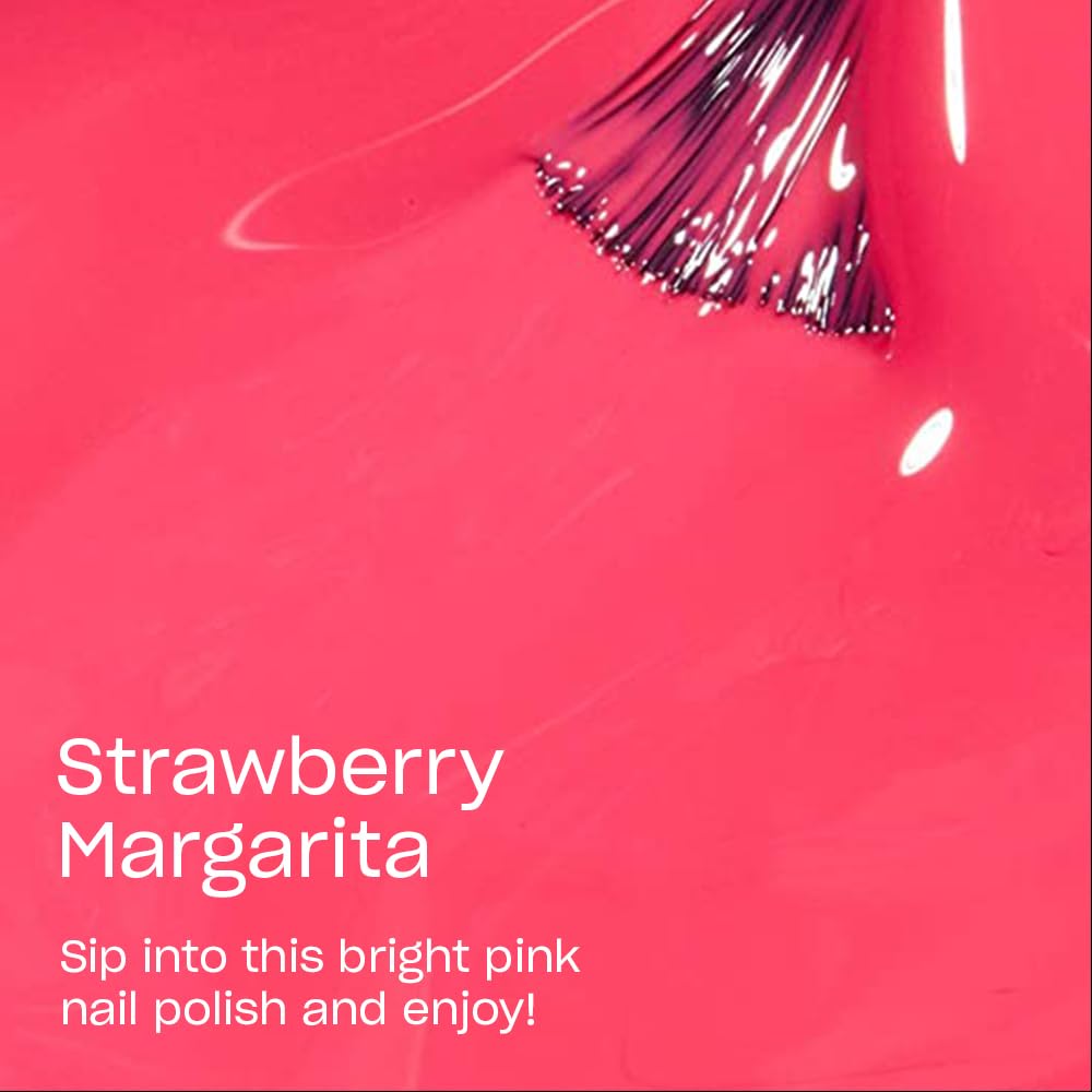 OPI Nail Lacquer Strawberry Margarita bottle with pro-wide brush