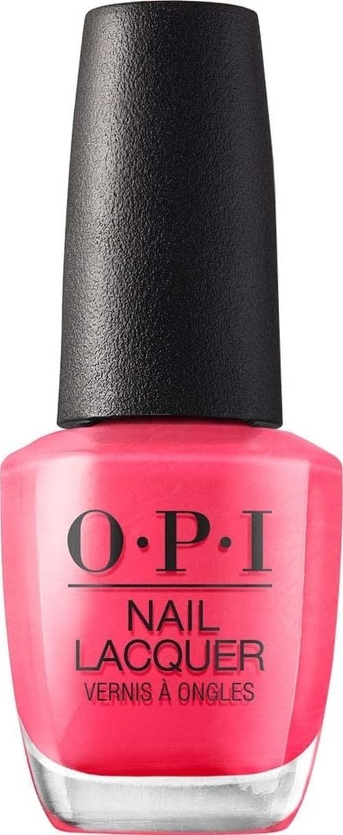 OPI Nail Lacquer Strawberry Margarita bright pink nail polish front view