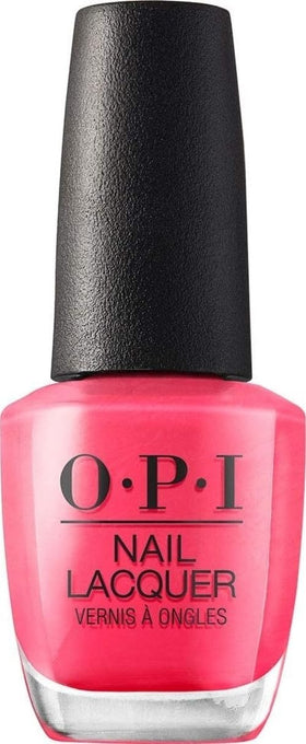 OPI Nail Lacquer Strawberry Margarita bright pink nail polish front view