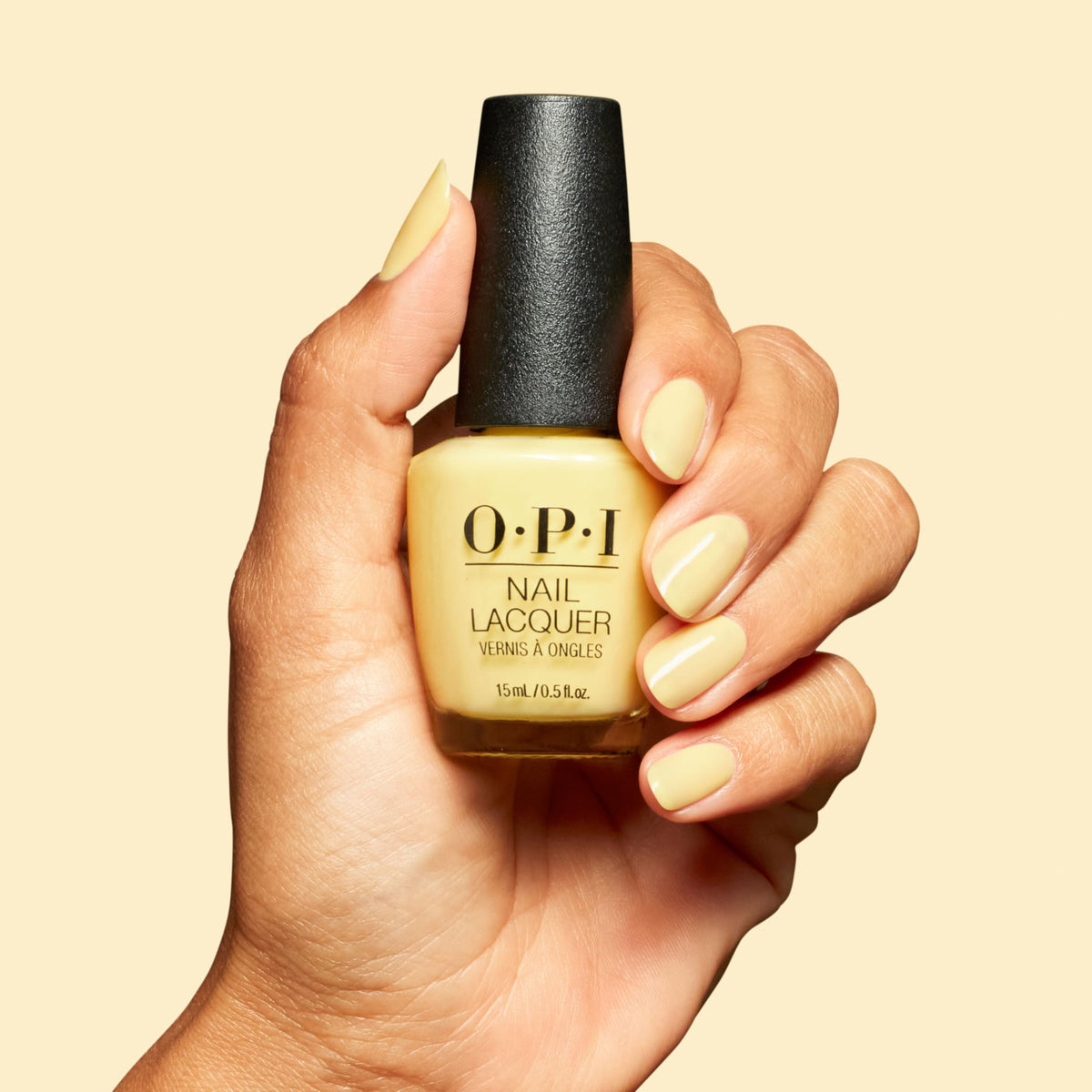 OPI Nail Lacquer Sunny Bunny butter yellow shade swatch