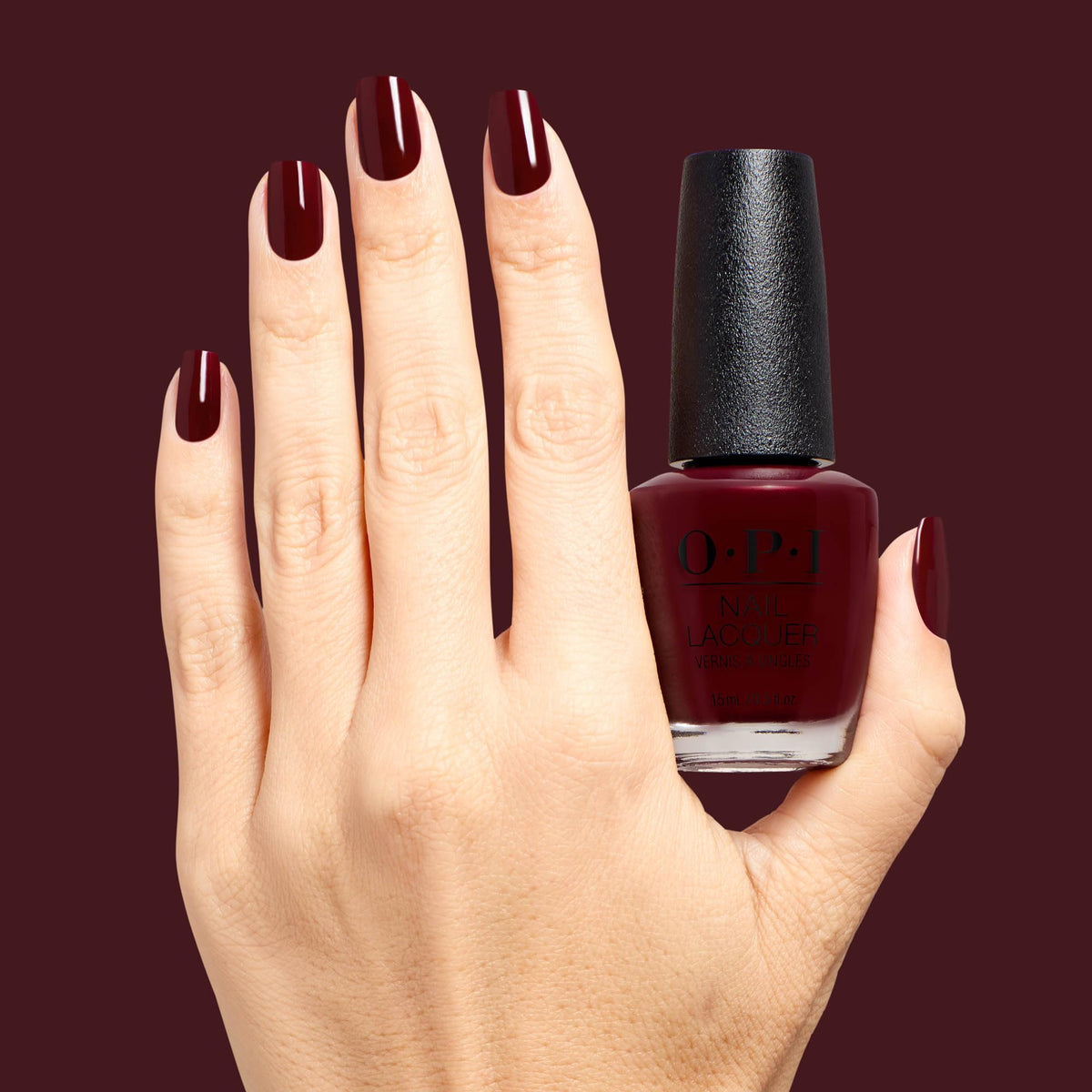 OPI Nail Lacquer Vampire State Building dark burgundy crème with nail art tools