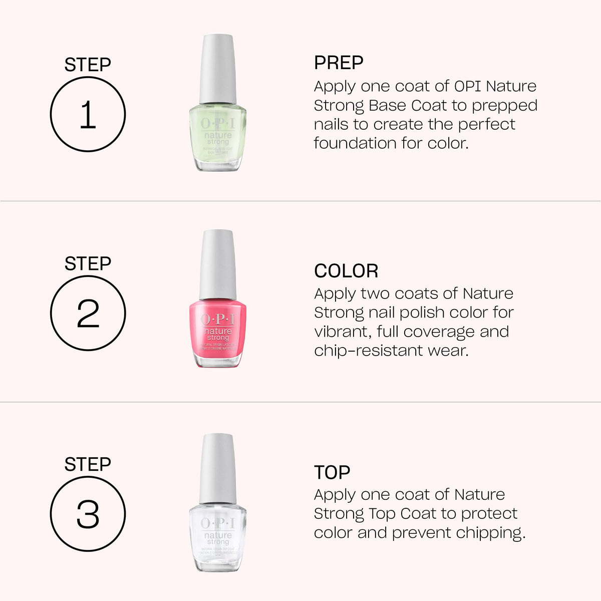 OPI Nature Strong Base Coat on a nail art display