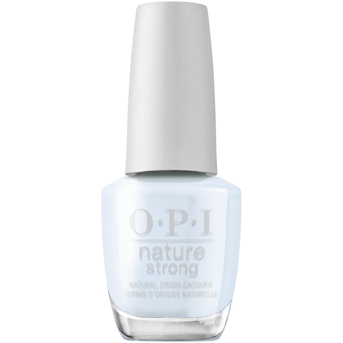 OPI Nature Strong Raindrop Expectations nail polish front view with sheer soft blue colour