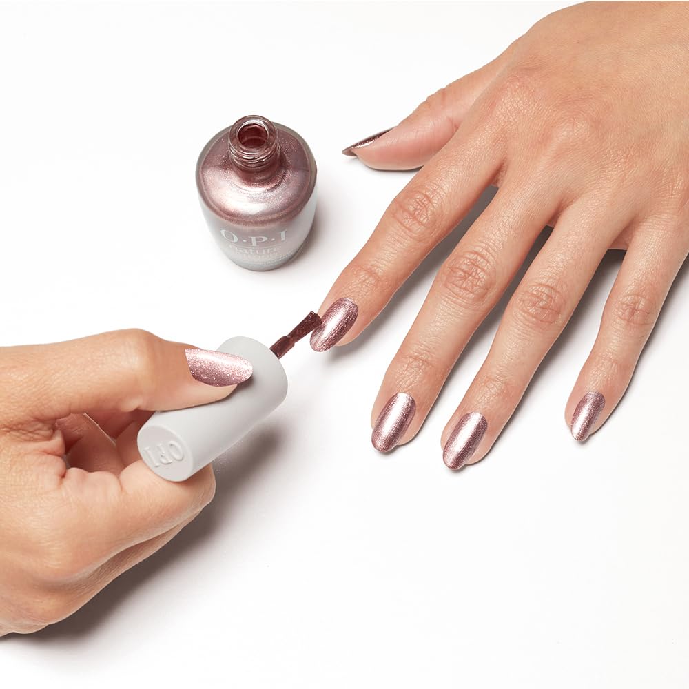 OPI Nature Strong Rose Gold nail polish bottle with sustainable packaging