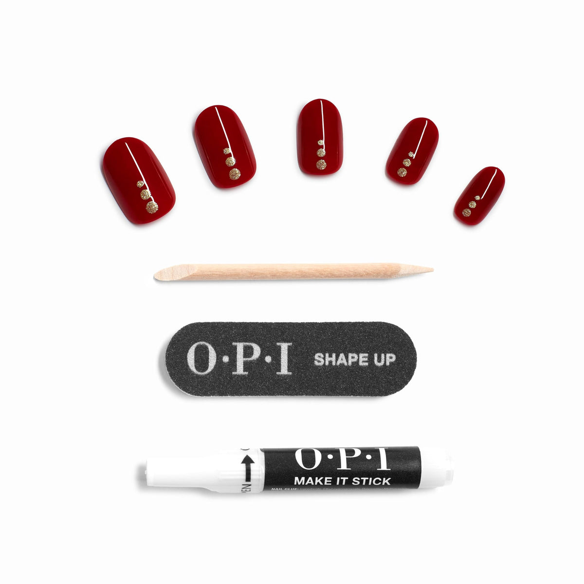 OPI On Point Big Candy Apple Red nails applied on fingers