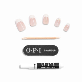 OPI On Point Bow-jour! press on nails side view displaying French tip