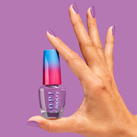 OPI RapiDry Bright Back at It Dark Purple Nail Polish application on nails