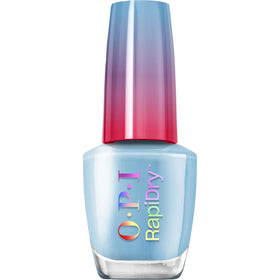 OPI RapiDry Snap Your Fingers nail polish front view with opaque blue colour