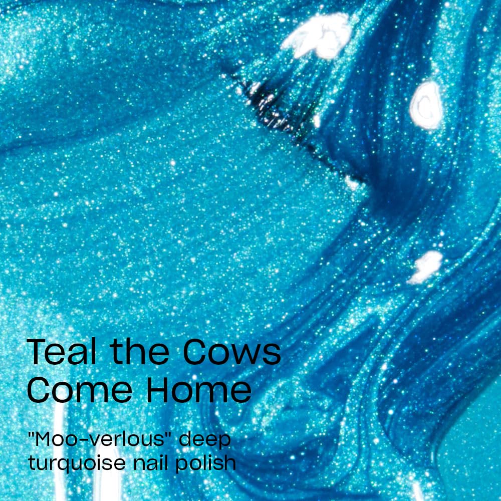 OPI Teal the Cows Come Home nail lacquer bottle side view