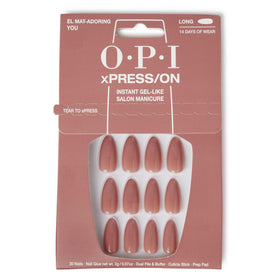 OPI xPRESS/ON El Mat-Adoring You long almond press on nails front view