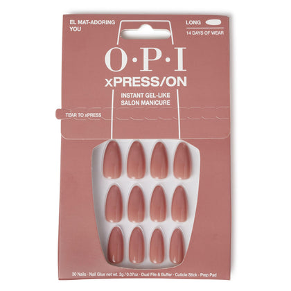 OPI xPRESS/ON El Mat-Adoring You long almond press on nails front view
