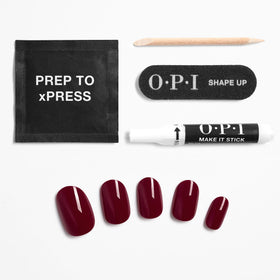 OPI xPRESS/ON Malaga Wine nails applied on fingers