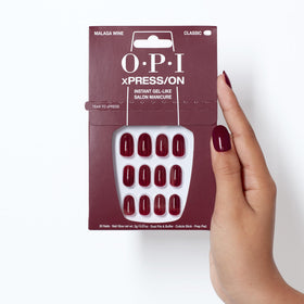 OPI xPRESS/ON Malaga Wine press on nails lifestyle shot