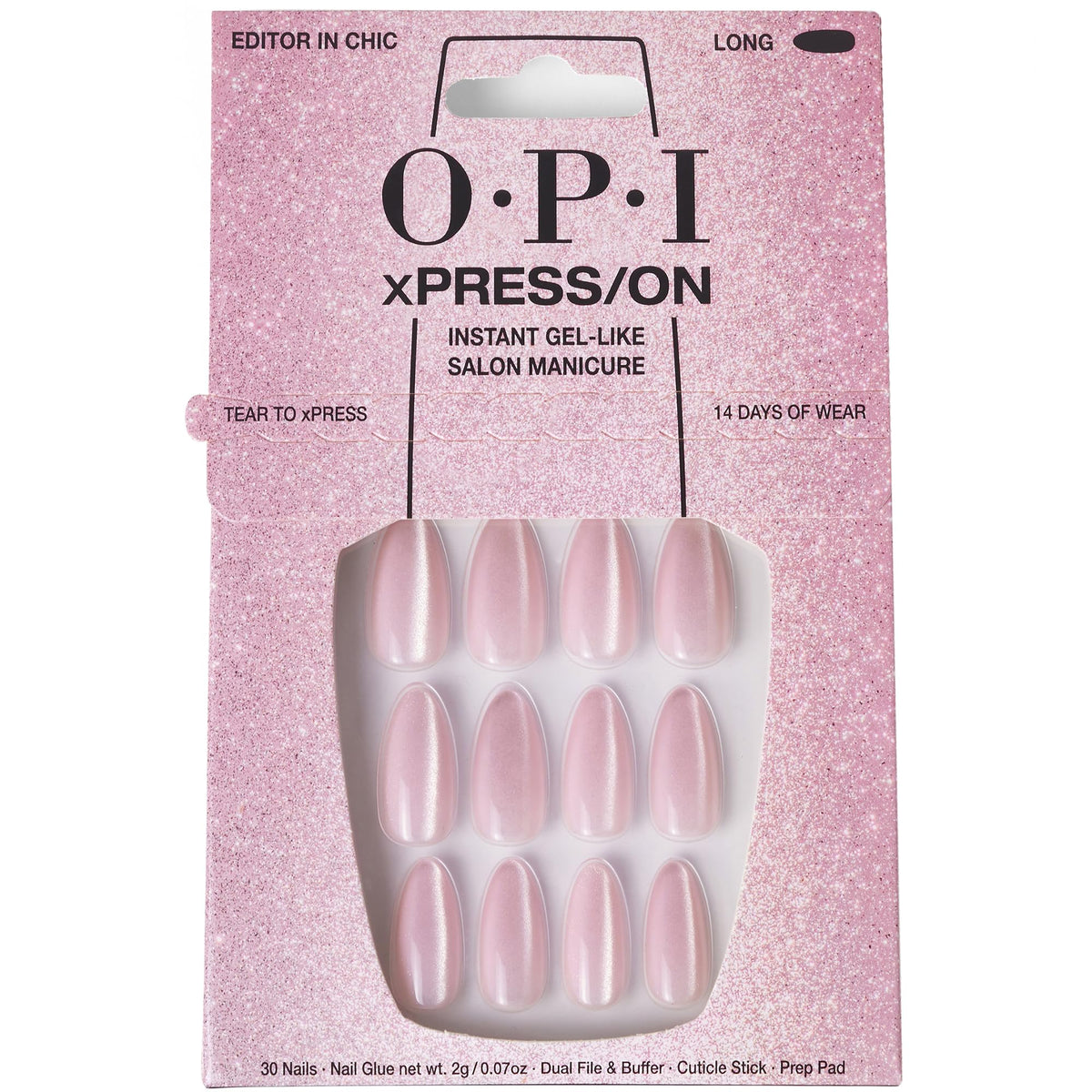 OPI xPRESS/ON Velvet Pink Long Almond Press-On Nails front view