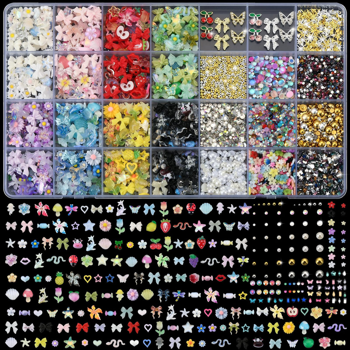 OPMADM 9000 Pcs Nail Charms and Gems Design Kit front view