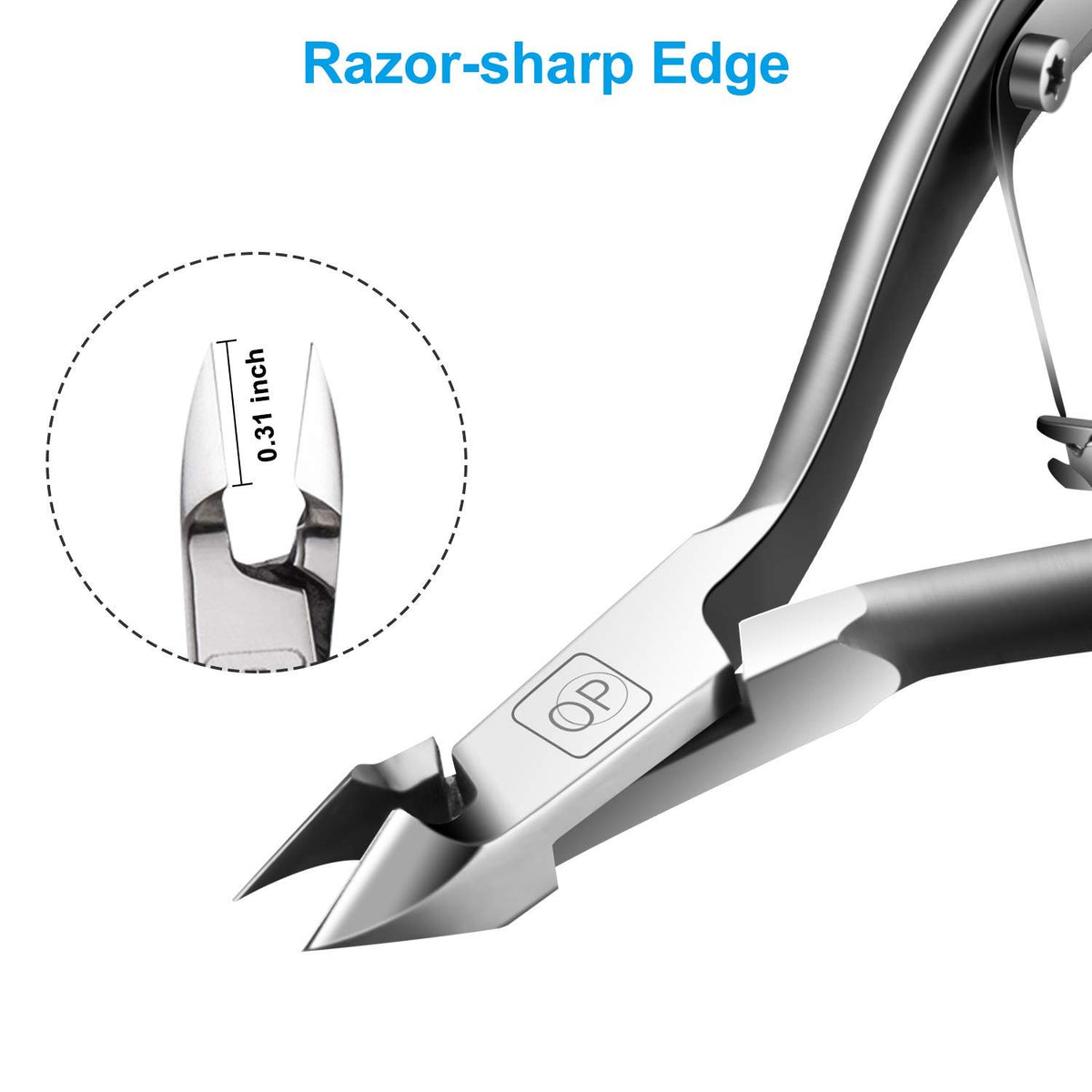 opove Cuticle Trimmer 3/4 Jaw ergonomic grip side view