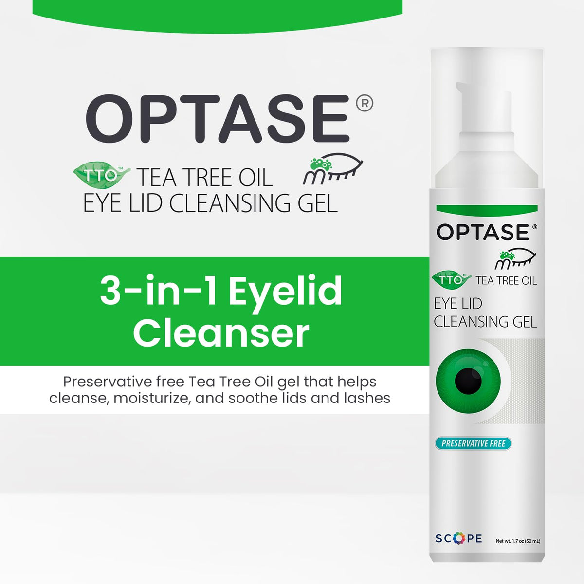Optase Eyelid Cleansing Gel bottle with cap open