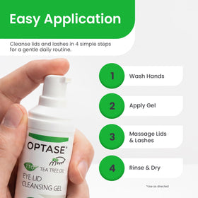 Optase Eyelid Cleansing Gel in a bathroom setting