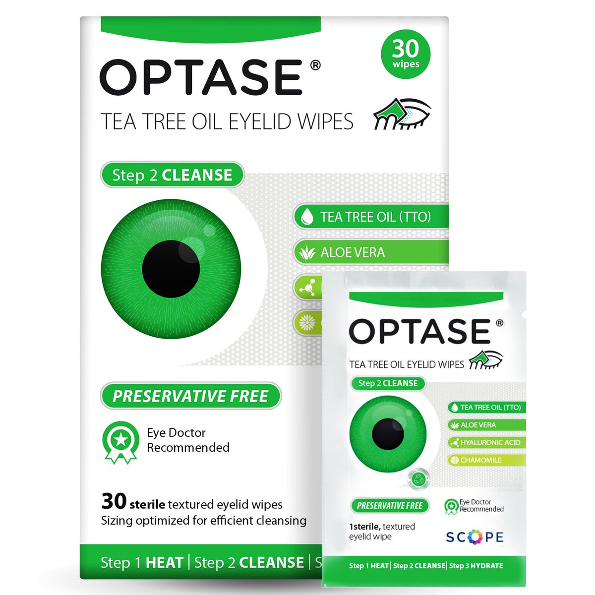 Optase Eyelid Cleansing Wipes 30 Count packaging front view