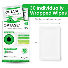 Optase Eyelid Cleansing Wipes back view with usage instructions